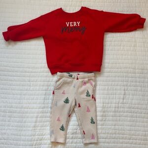 Cat & Jack Fleece Sweatshirt and Ribbed Leggings Set 18M